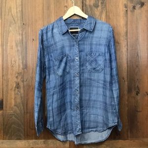 Rails soft denim plaid button up collard